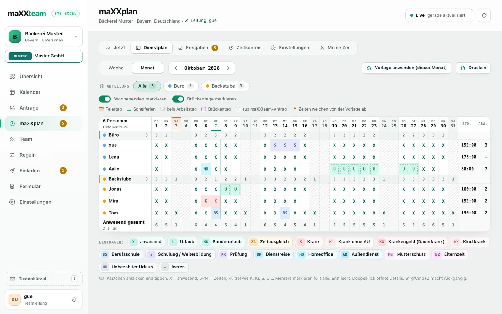 maXXplan monthly plan in the light theme
